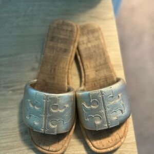 Tory Burch Silver Slide Sandals